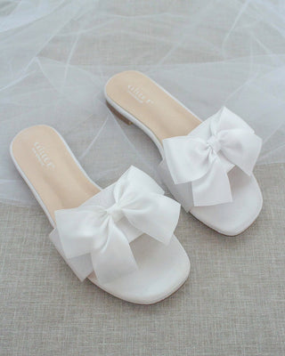 Satin Slip on Sandals with Satin BowWomen Shoes