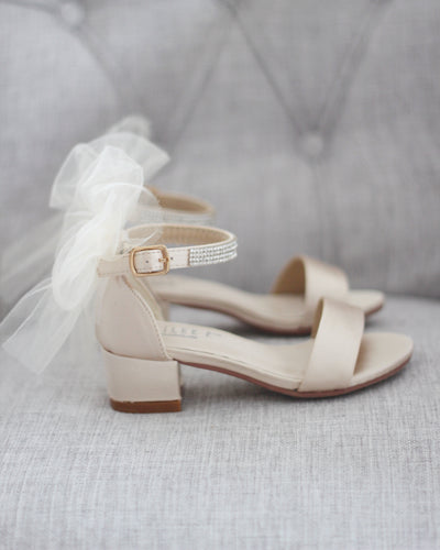 champagne heels sandals with tulle