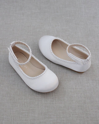 Girls Satin Flats with Mini PearlsKids Shoes