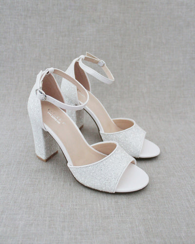 white rock glitter women block heel