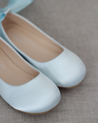 Satin Ballet Flats with Ankle Tie or Ballerina Lace UpKids Shoes