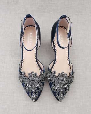 Embellished Rhinestones Evening Block HeelWomen Shoes