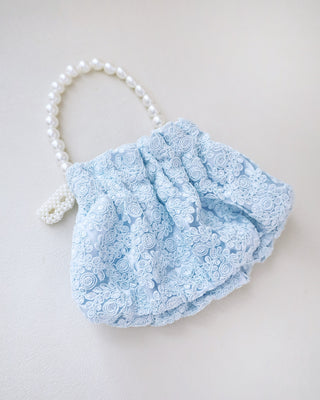 Cleo Pearl Lace Mini Pouch with Pearl InitialClutch