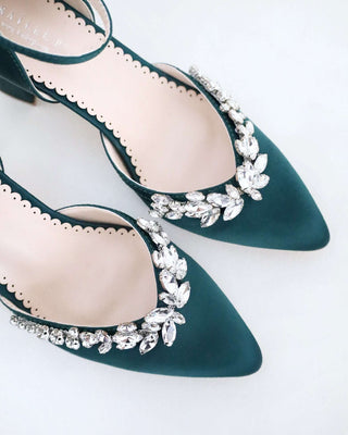 Marquise Rhinestone Block Heel Evening Shoes