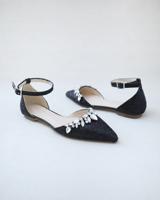 Black Glitter Bridesmaids Flats