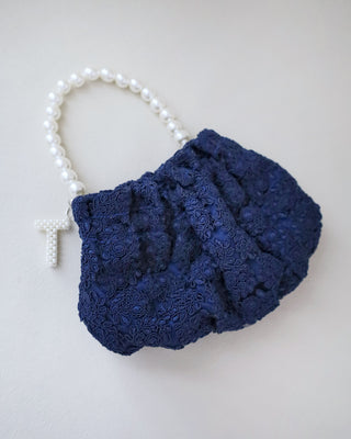 Cleo Pearl Lace Mini Pouch with Pearl InitialClutch