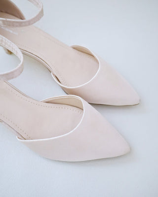 champagne satin bridal low heels shoes