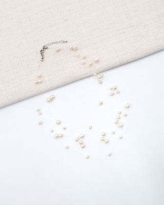 scattered pearl wedding necklace,  bridal accessories