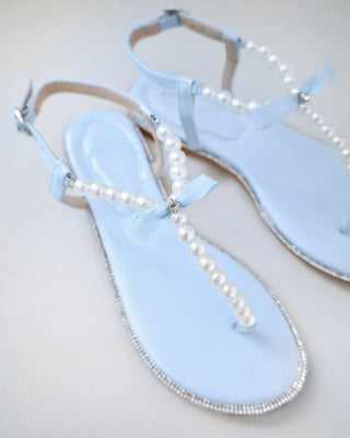 Light Blue Bridal Flat Sandals