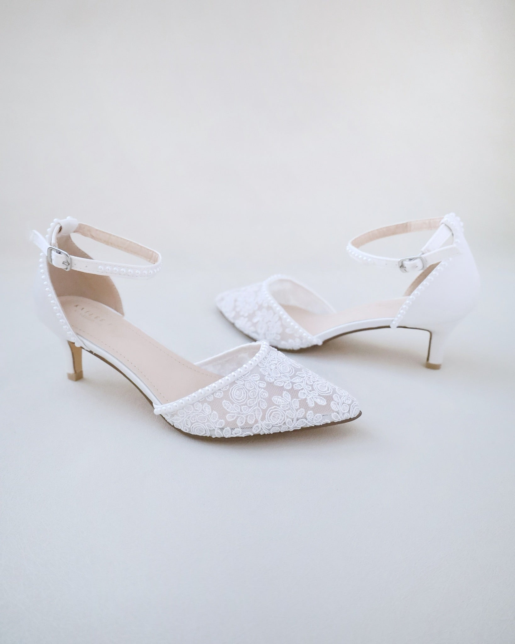 Ivory lace flushmount kitten heels