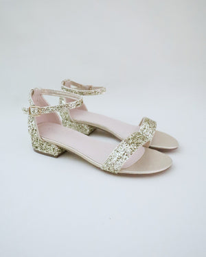 Rock Glitter Low Block Heel Evening Sandals