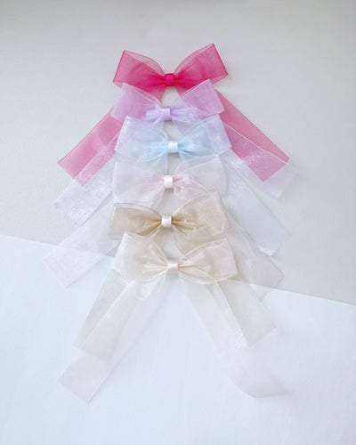 sheer organza long tail bow for girls