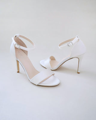 ivory satin high heel wedding sandals