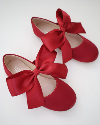 Satin Mary Jane Flats with Satin Bow