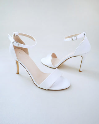 white satin high heel wedding sandals