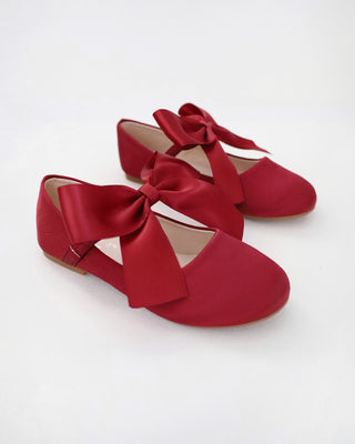 Satin Mary Jane Flats with Satin Bow