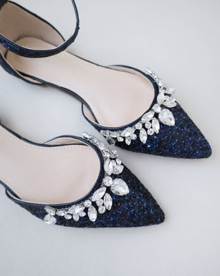 Navy Glitter Bridesmaids Flats