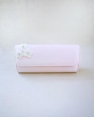 Satin Evening Clutch with Chassia Flowers