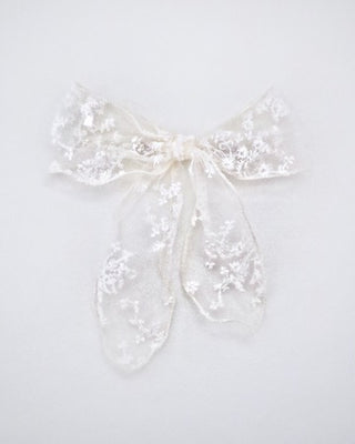Floral Lace Bridal Hair Bow Barrette