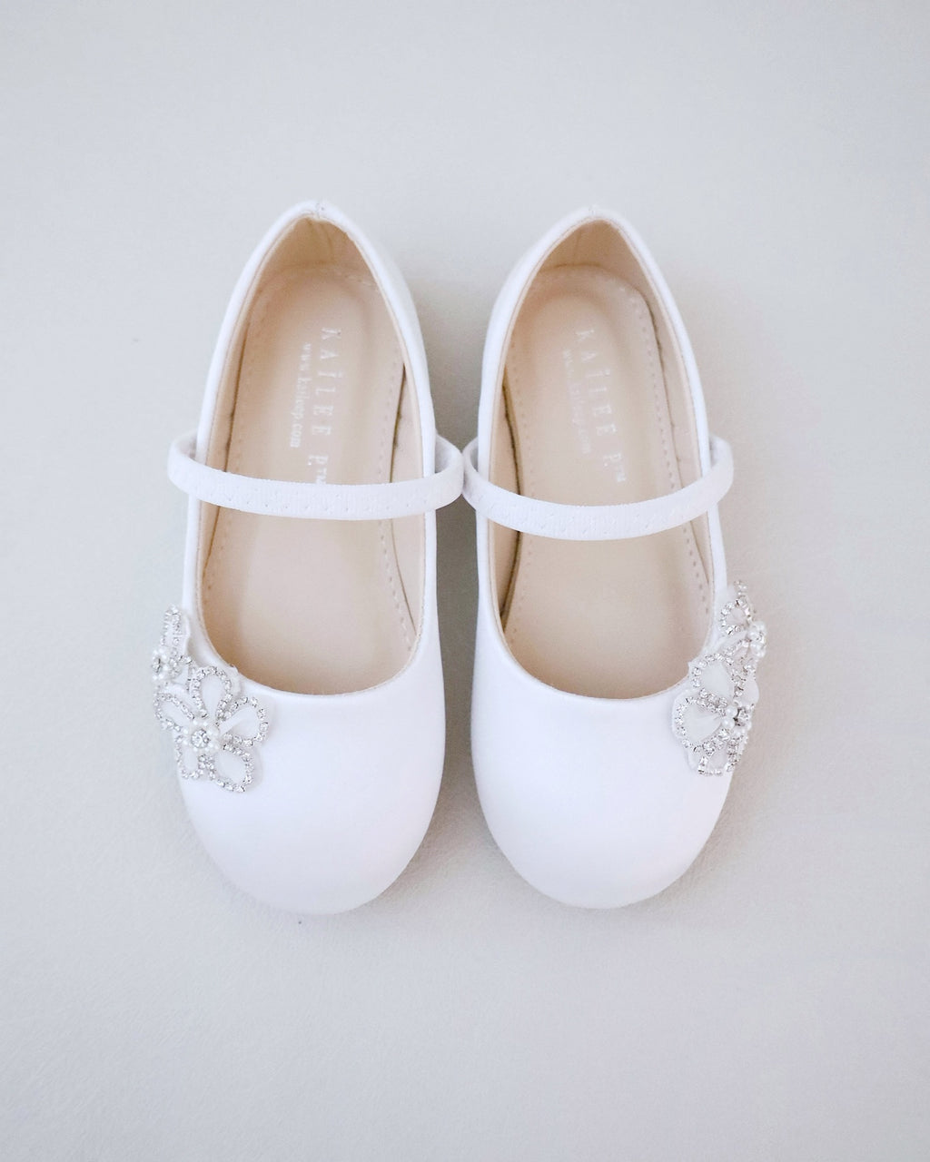 Satin Mary Jane Flats with Chassia Flower, Flower Girls Shoes – Kailee ...