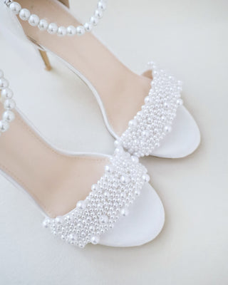 white pearls wedding high heel