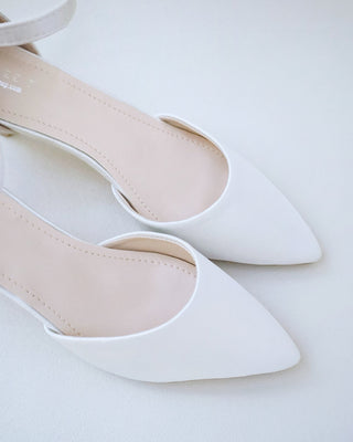 ivory satin bridal low heels shoes
