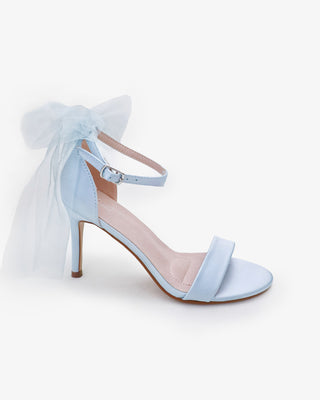 Satin High Heel Wedding Sandals with Tulle Back BowWomen Shoes