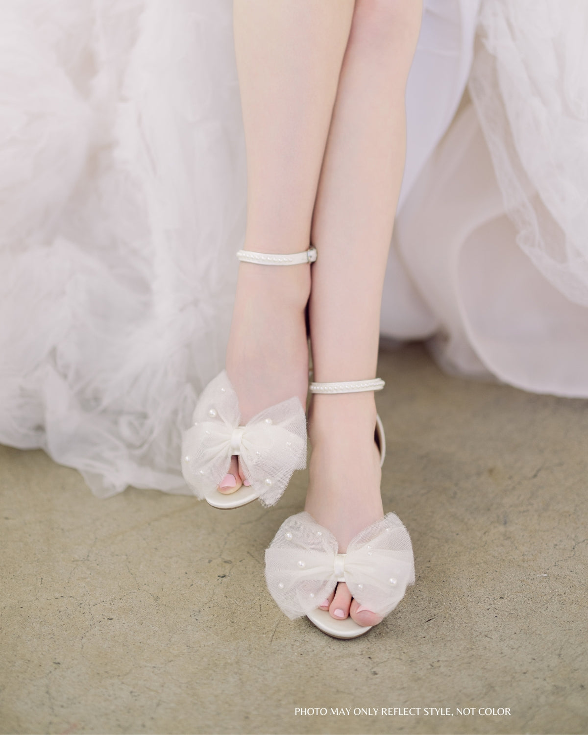 Satin Block Heel Wedding Sandal with Scattered Pearls Front Tulle Bow 6 Women Satin Block Heel Wedding Sandal with Scattered Pearls Front Tulle Bow 6 Women