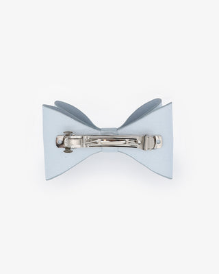 Light Blue Satin Tuxie Bow Barrette, Bridal Hair Accessory, Bridesmaid Gift, Wedding Clip