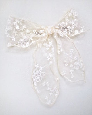 Floral Lace Bridal Hair Bow Barrette