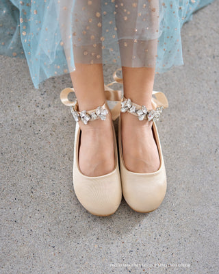 Satin Ballet Flats with Navette Cluster Rhinestones