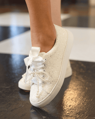 White Rock Glitter Wedding Platform Sneakers