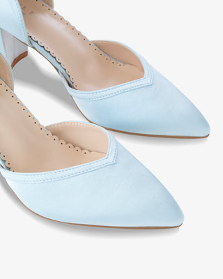 light blue block heels wedding shoes