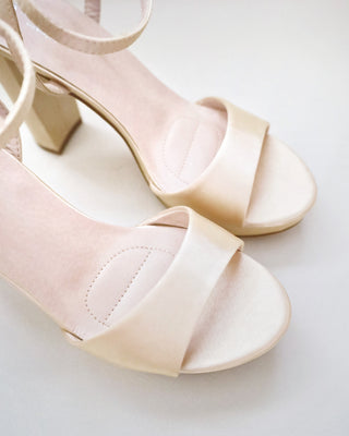 Satin Platform Block Heel Evening Sandals