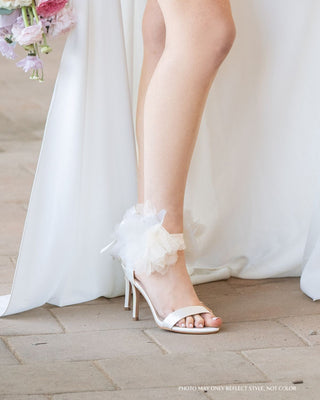 Satin High Heel Wedding Sandals with Ophelia Flowers