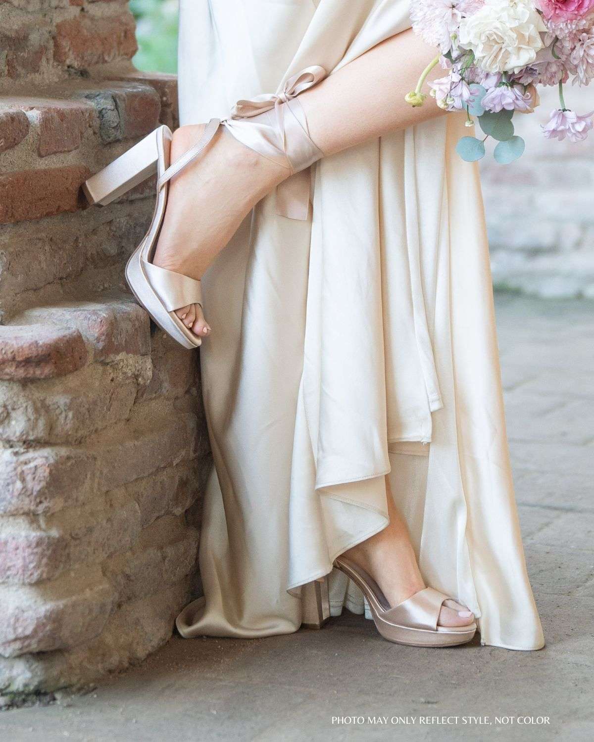 Satin Platform Block Heel Sandals with Wrapped Ribbon Tie Satin Platform Block Heel Sandals with Wrapped Ribbon Tie