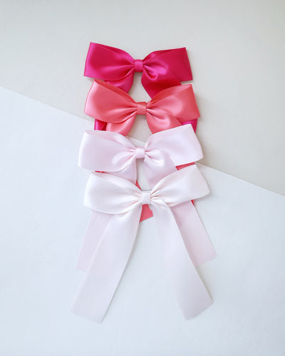 long tail satin hair bow for girls