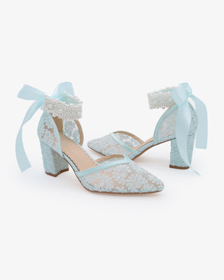 Lace Block Heel For Weddings with Perla Ankle StrapWomen Shoes