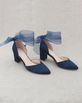 Ankle Wrap Tie Evening Block HeelsWomen Shoes