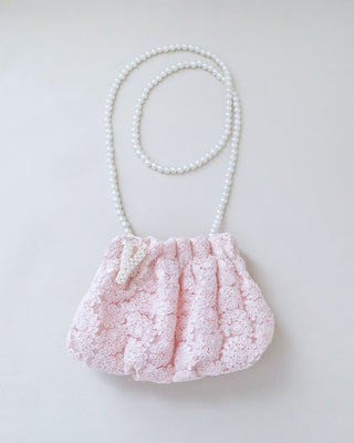 Cleo Pearl Lace Mini Pouch with Pearl InitialClutch