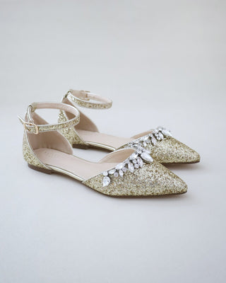 Gold Glitter Bridesmaids Flats