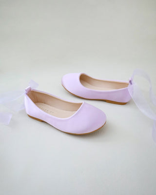 Satin Ballet Flats with Ankle Tie or Ballerina Lace UpKids Shoes