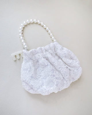 Cleo Pearl Lace Mini Pouch with Pearl InitialClutch