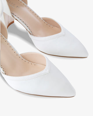 Satin Block Heels Wedding Shoes