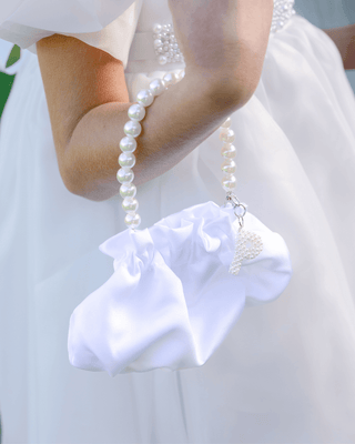 Cleo Pearl Satin Mini Pouch with Pearl Initial