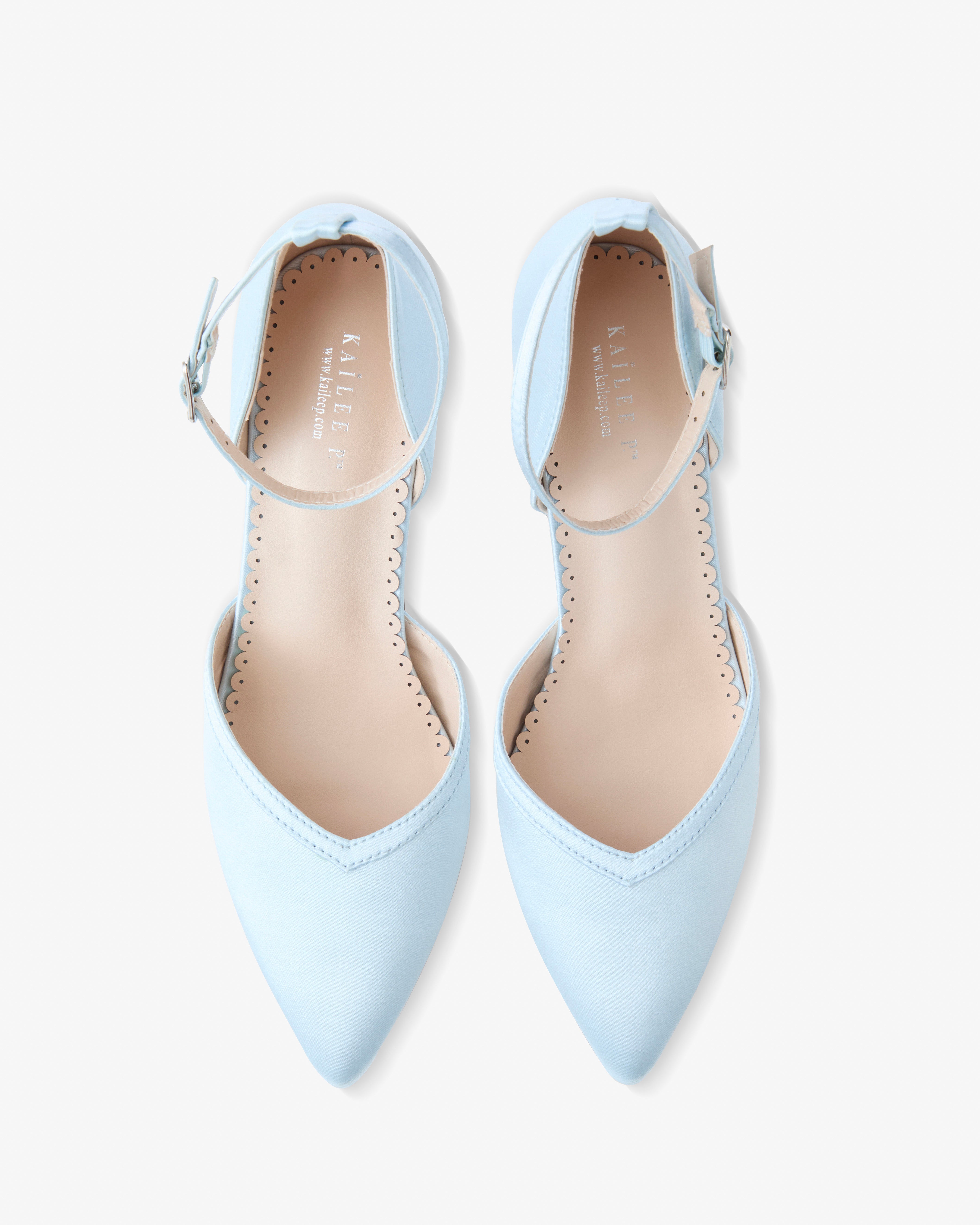 Satin Block Heels Wedding Shoes, Bridal Shoes, Something Blue 11