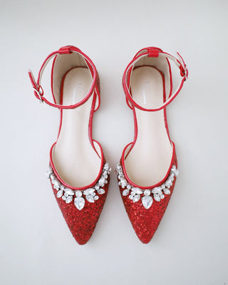 Red Glitter Bridesmaids Flats
