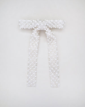 Beaded Pearls Bow Barrette
