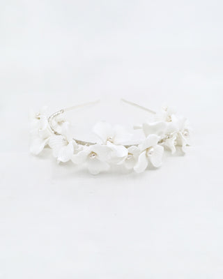 wedding headband with porcelaine flowers