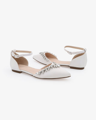 Satin Pointy Toe Flats with Starlet Rhinestones EmbellishmentsWomen Shoes